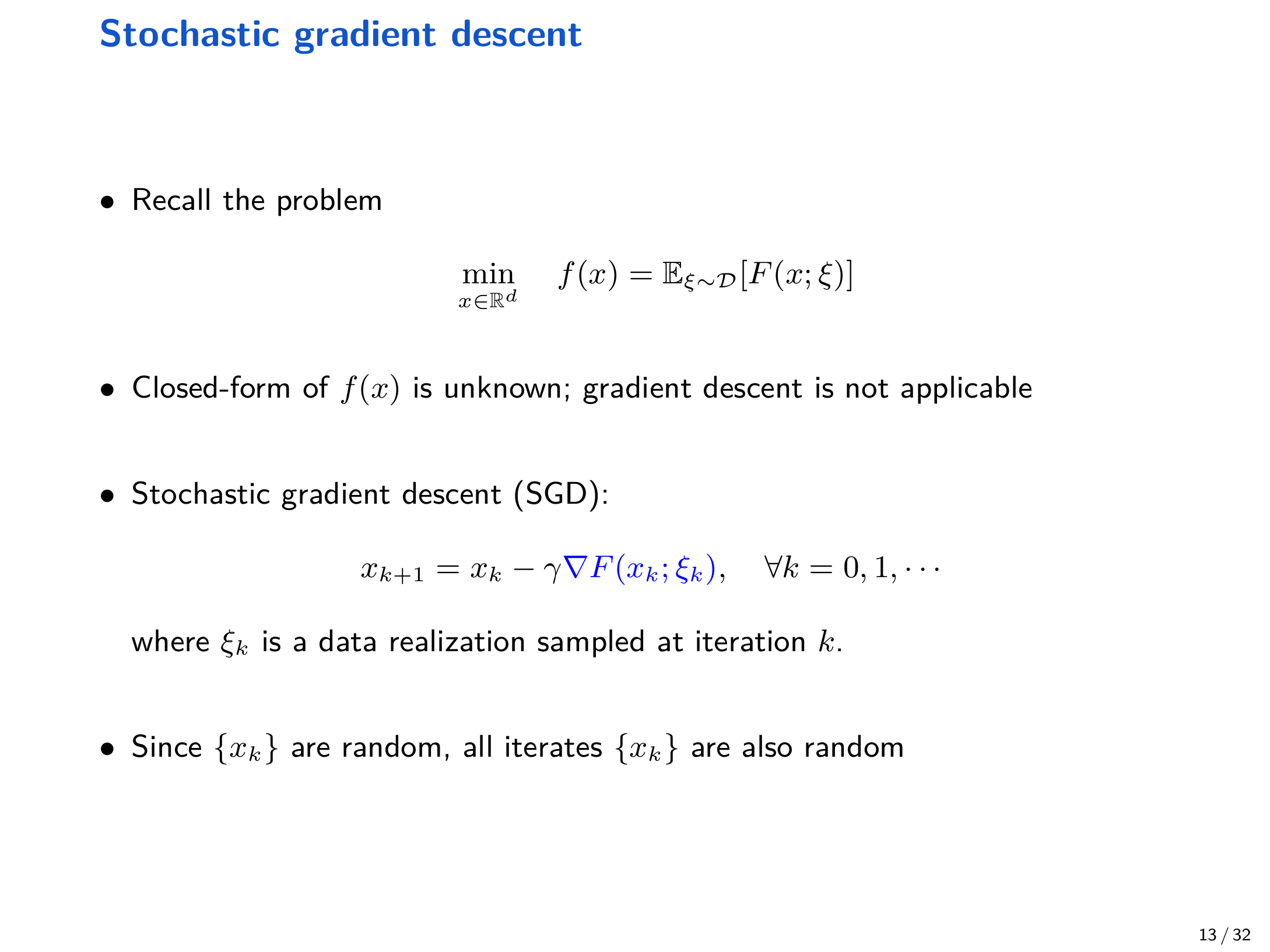 SGD update rule
